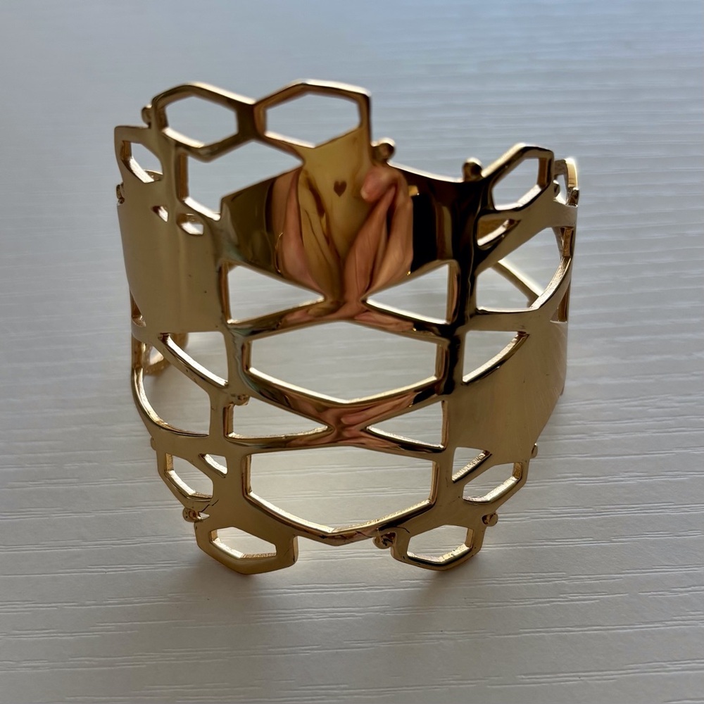 Gold Abstract Cutout Cuff Bracelet - Women Jewelry